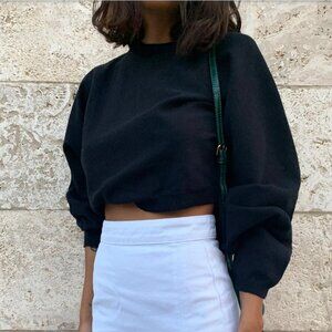 Princess Polly The thorpe cropped sweatshirt black, Size S/M